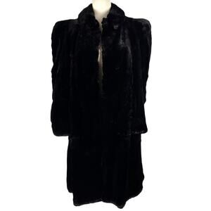 Vintage 50's R.H. White’s Boston Women’s Long Maxi Black Fur Coat Size Small